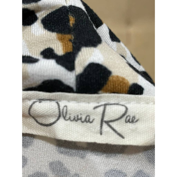 Olivia Rae Womens Mock Neck Shirt Tan Leopard Print Long Sleeve Stretch L - Picture 7 of 8